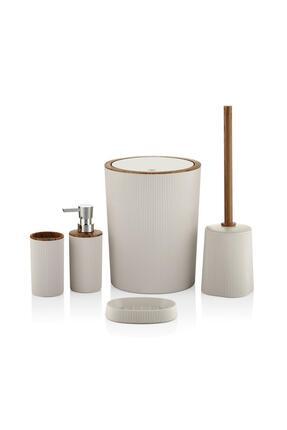 Çelik Ayna DANZEL ÇİZGİLİ YUV. AHŞAP DİZAYN BANYO SETİ