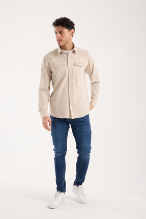 STEEL FABRİC Uzun Kol Cep Detaylı Teri Emen Pamuklu Parça Boyama Yıkama Regul...