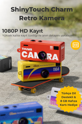 ShinyTouch Mini Charm Retro Kamera (8G Hafıza Kartı Hediyeli & Türkçe Dil Des...
