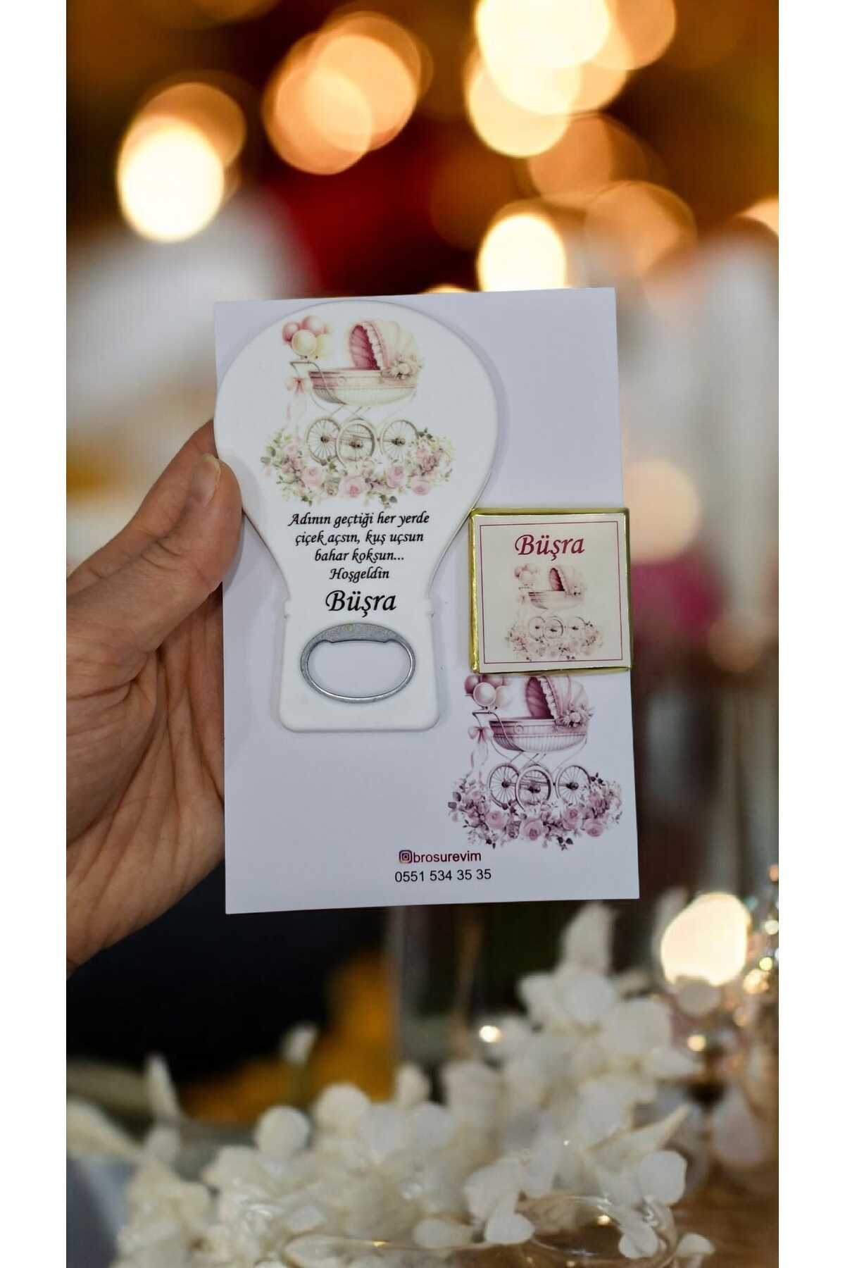 Bebek Arabası Hoşgeldin Yeni Doğan Hediyelik Magnet Açacak Ve Baskılı Çikolata Set 100 lü Paket