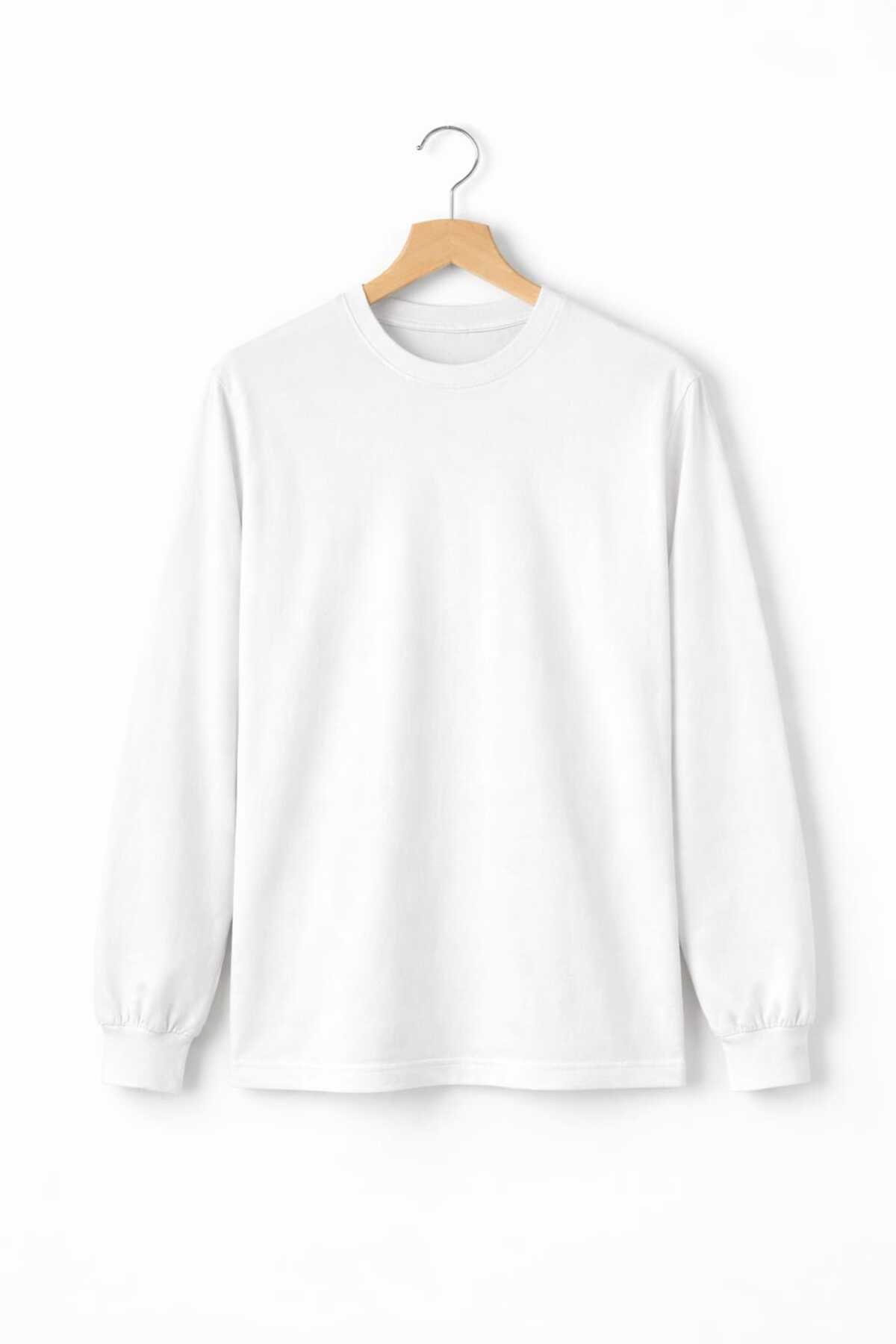 VOSSBOLD  Erkek Uzun Kollu Basic Tişört – Düz Renk - Görsel 2