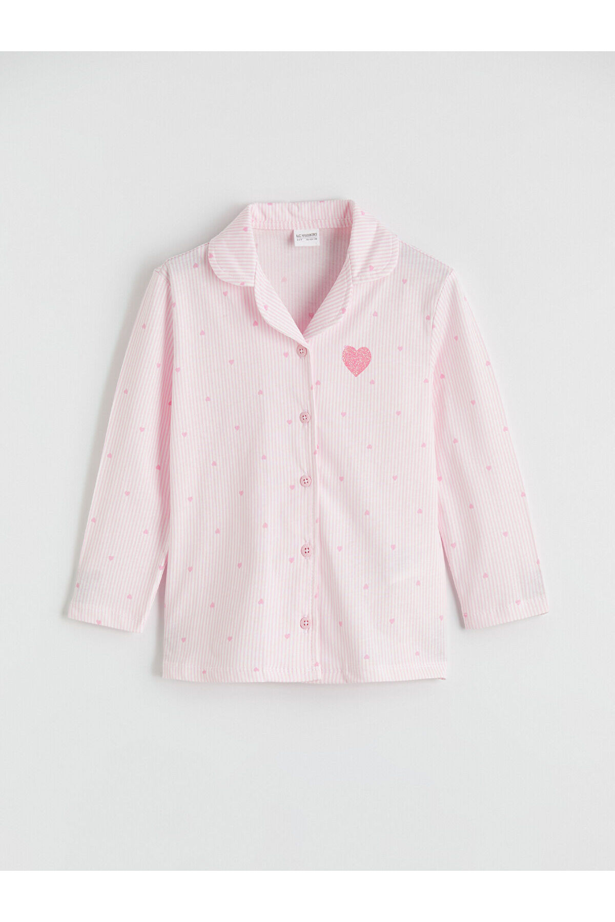 LC Waikiki Esse Collection Pembe Gömlek Yaka Desenli Kız Çocuk Pijama Takım fotoğrafı 2 (önizleme)