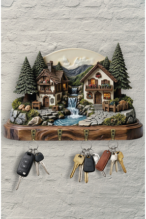 Time in a Tin 2D Ahşap Duvar Askısı Anahtarlık Retro Doğa Temalı Dekoratif Du...