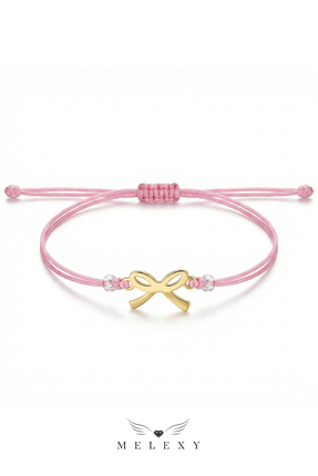 MELEXY 14 Ayar Altın Fiyonk Pembe İpli Bileklik