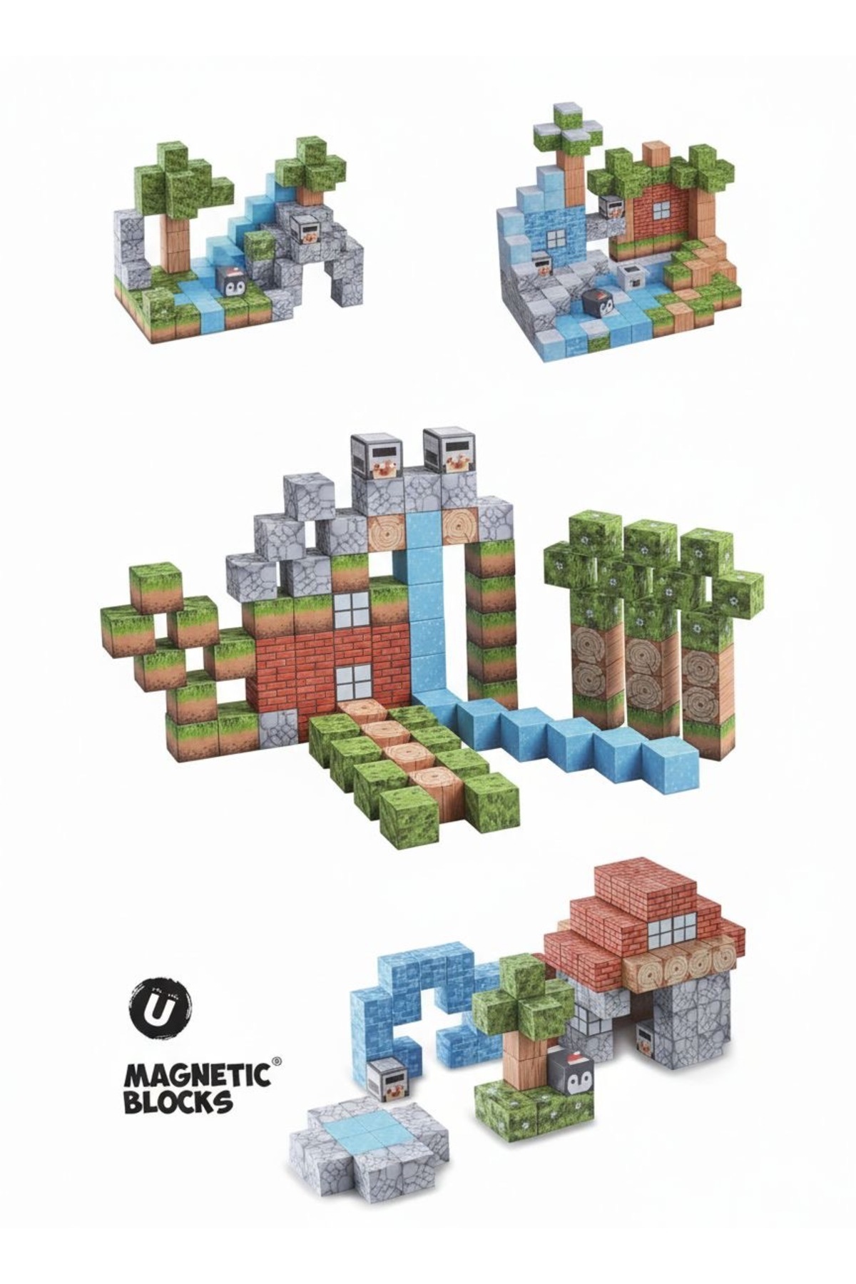 alpmodel Manyetik Yapı Blokları Minecraft Mıknatıslı 119 Parça Blok ...