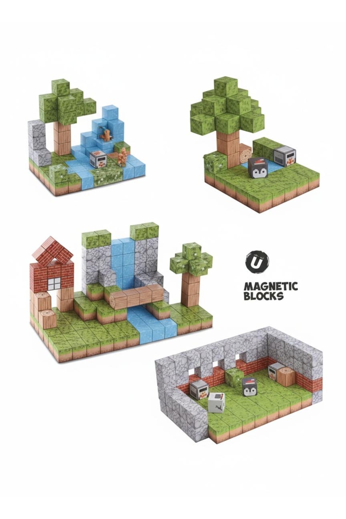 alpmodel Manyetik Yapı Blokları Minecraft Mıknatıslı 100 Parça Blok Parçalar Yüksek Parça Minecraft Blok Set fotoğrafı 7 (önizleme)