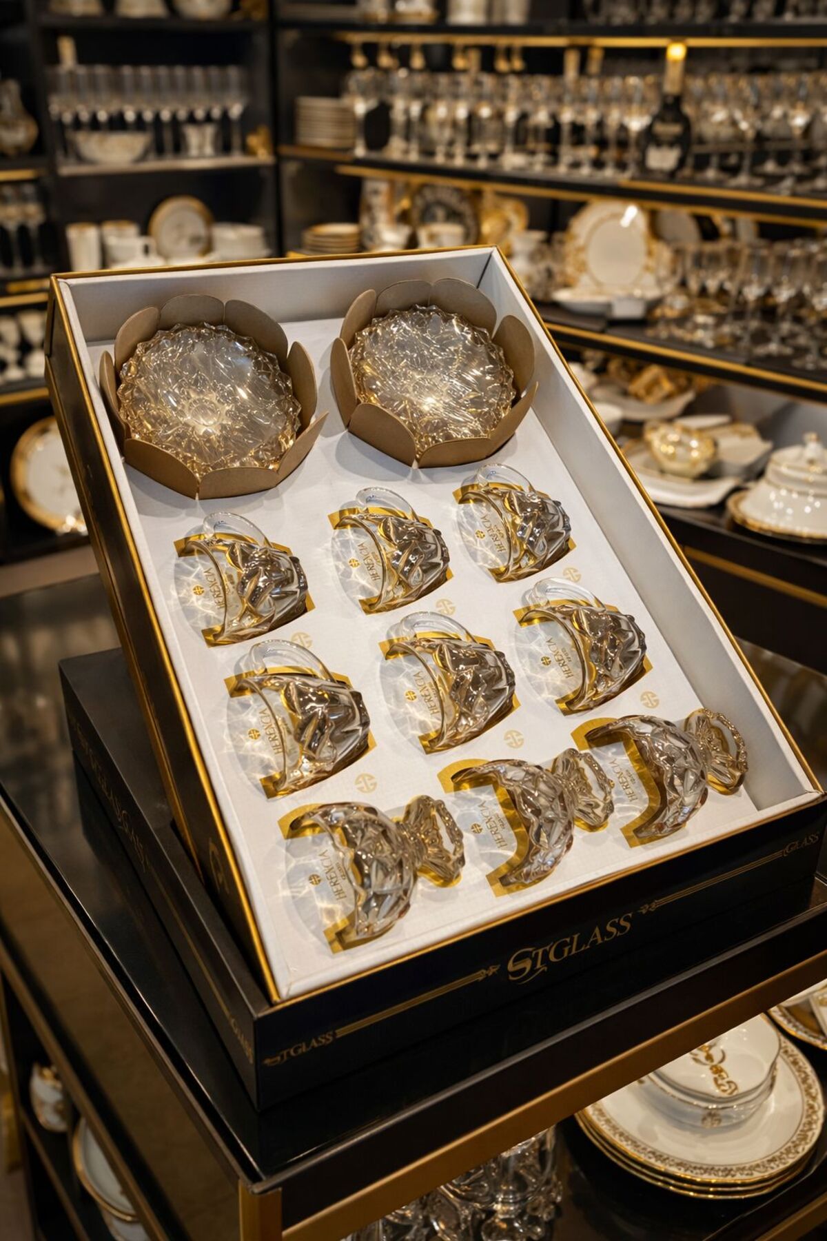 【美品】poda gold ring 17号 水晶 silver925 Herencia 6 Kişilik Çay Takımı ve Çerezlik Seti - 18 Parça Kristal