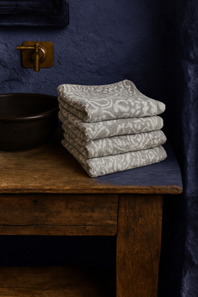 Taka Fabrics 4 lü Yüzde Yüz Pamuk Havlu Set 40x70 cm Gri-Beyaz