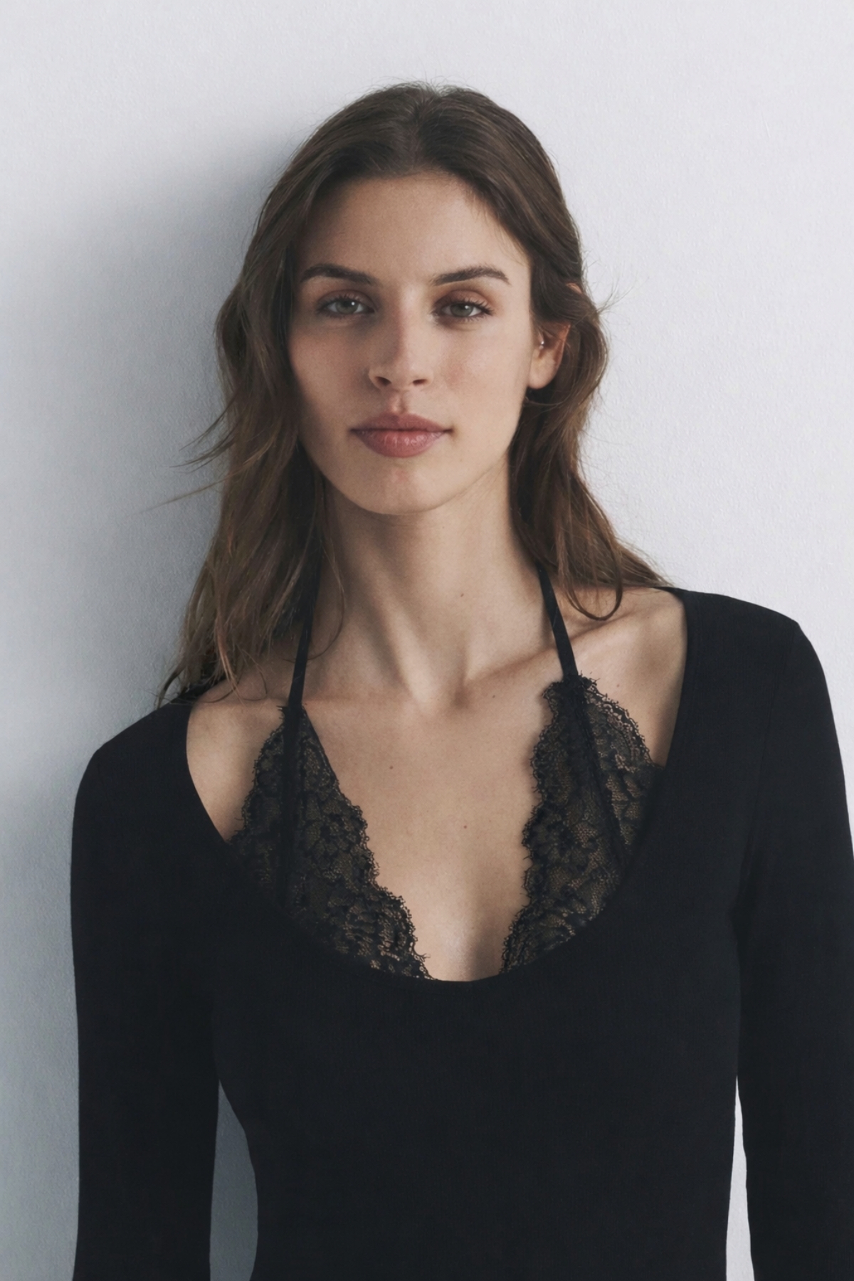 JE-TU  Bağlamalı Dantel Detaylı Viskon Bluz