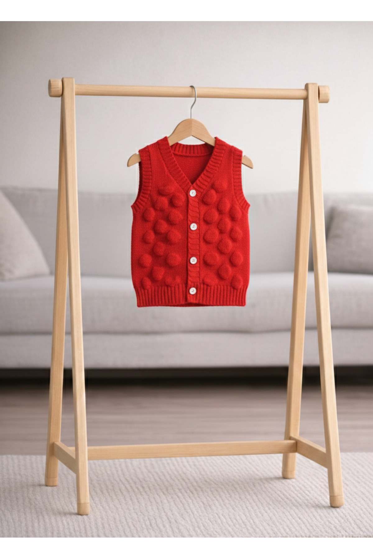 Nimini Kids Yumoş Bubble Desenli Triko Bebek Çocuk Yelek fotoğrafı 2 (önizleme)