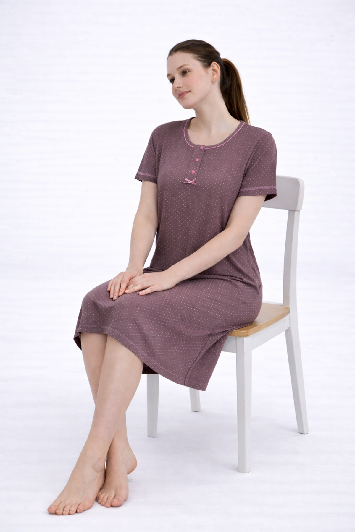 Andrella Kadın Gecelik Elbise Yazlık Mevsimlik – Battal Serin Tutan Doğal Bambu Kumaş, Büyük Beden Puantiyeli