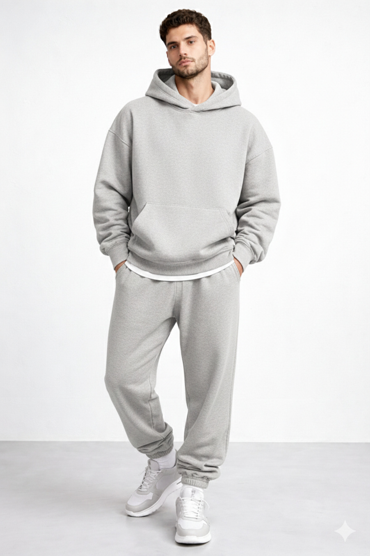 RABTEKS Κανονικό Unisex Σετ Φόρμας με Γκρι Κουκούλα, Βασικό Απλό Σχέδιο, με Χ...