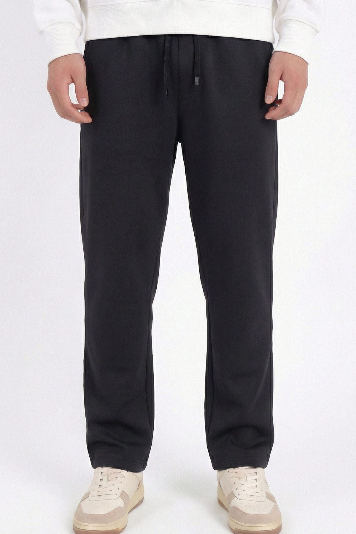 Men's Black Baggy Wide Leg Waist Elastic Quilting Pants