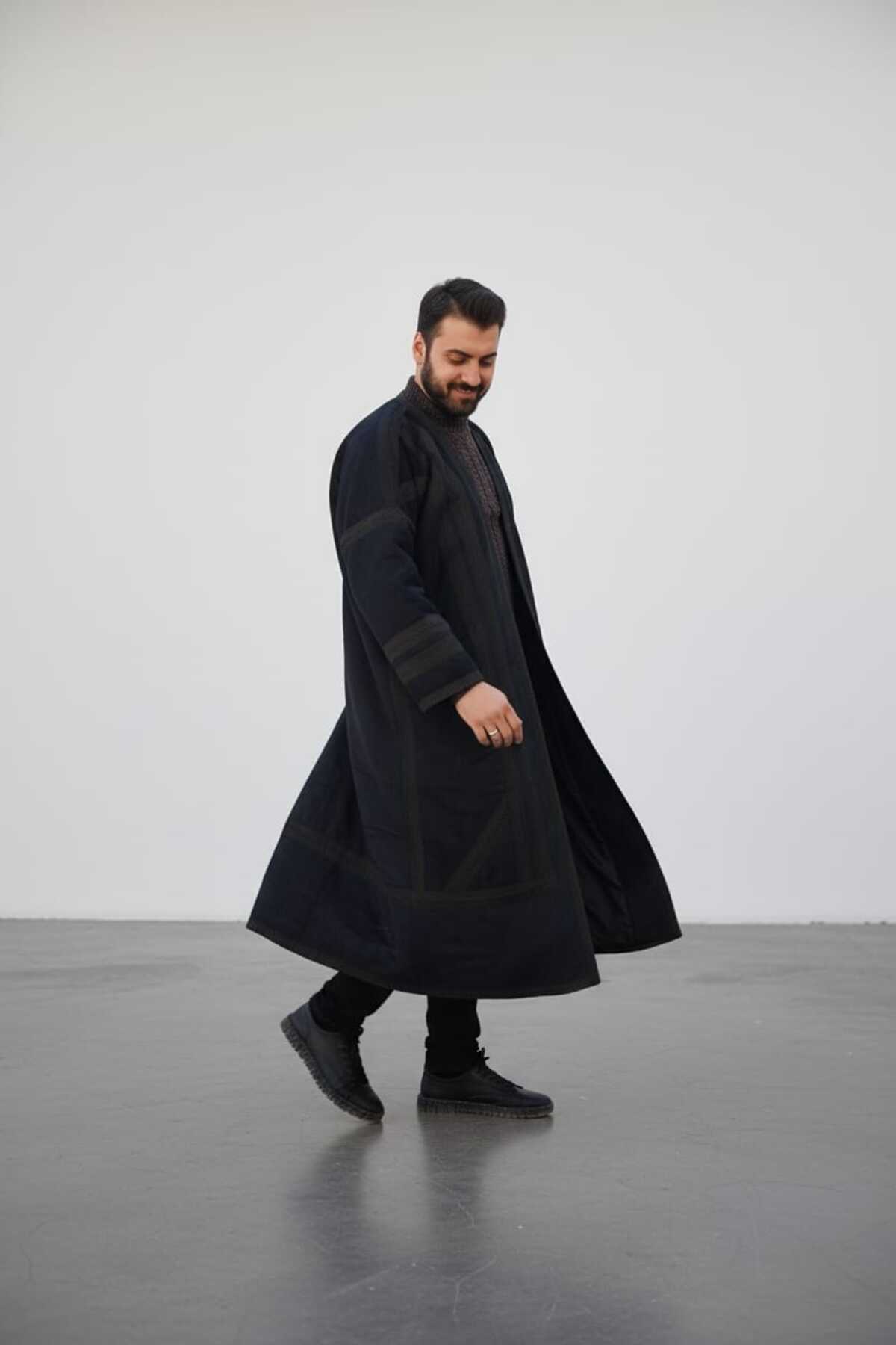 bilqasmi  Erkek Uzun Klasik Kürk Palto Görünümlü Kışlık Dış Giyim Unisex - Görsel 8