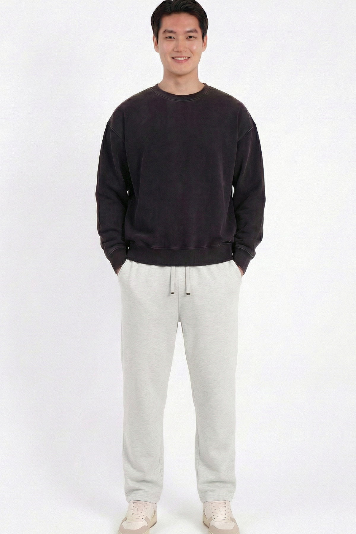 بنطلون كارميلانج للرجال واسع الساقين بخصر مطاطي من...