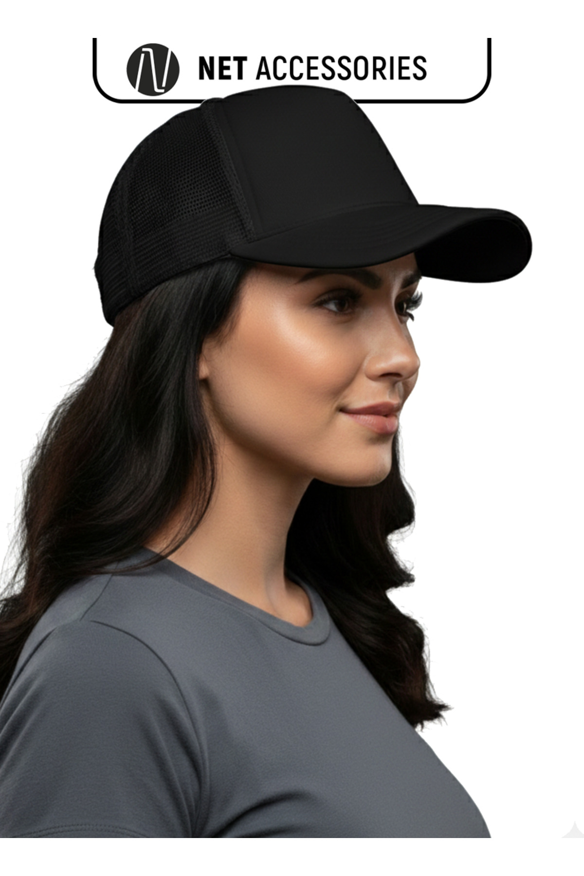 Net Tekstil  Siyah Fileli Ayarlanabilir Çıtçıtlı Spor Şapka Cap Unisex - Görsel 4