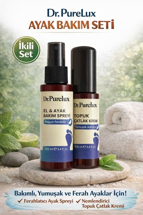 Dr.Purelux Ayak Bakım Seti – Ferahlatıcı Ayak Spreyi & Topuk Çatlak Kremi – K...