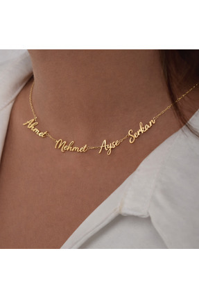 Soleildor 925 ayar Orijinal Gümüş Dört İsimli Gümüş Kolye