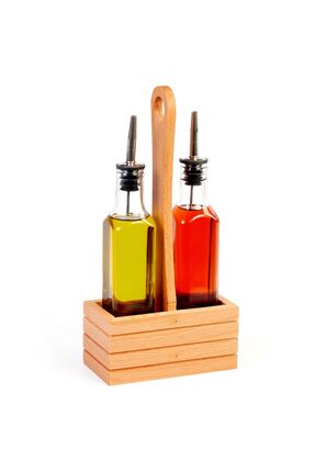 GROOVY Ahşap Standlı İkili Yağlık Takımı (Kare)