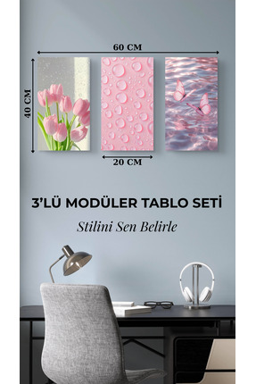 Arzande 3 Parça Modüler Metal Tablo Seti Çerçevesiz Modern Seri Kolay Montaj