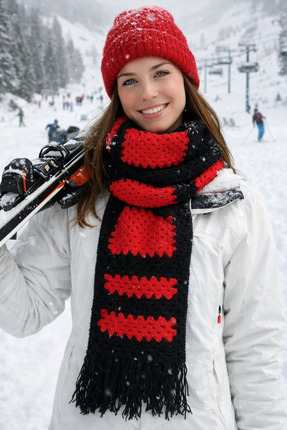 Perili Yün El Örgüsü Atkı Hediye Paketli Premium-Termal Etkili-Extra Soft Tou...