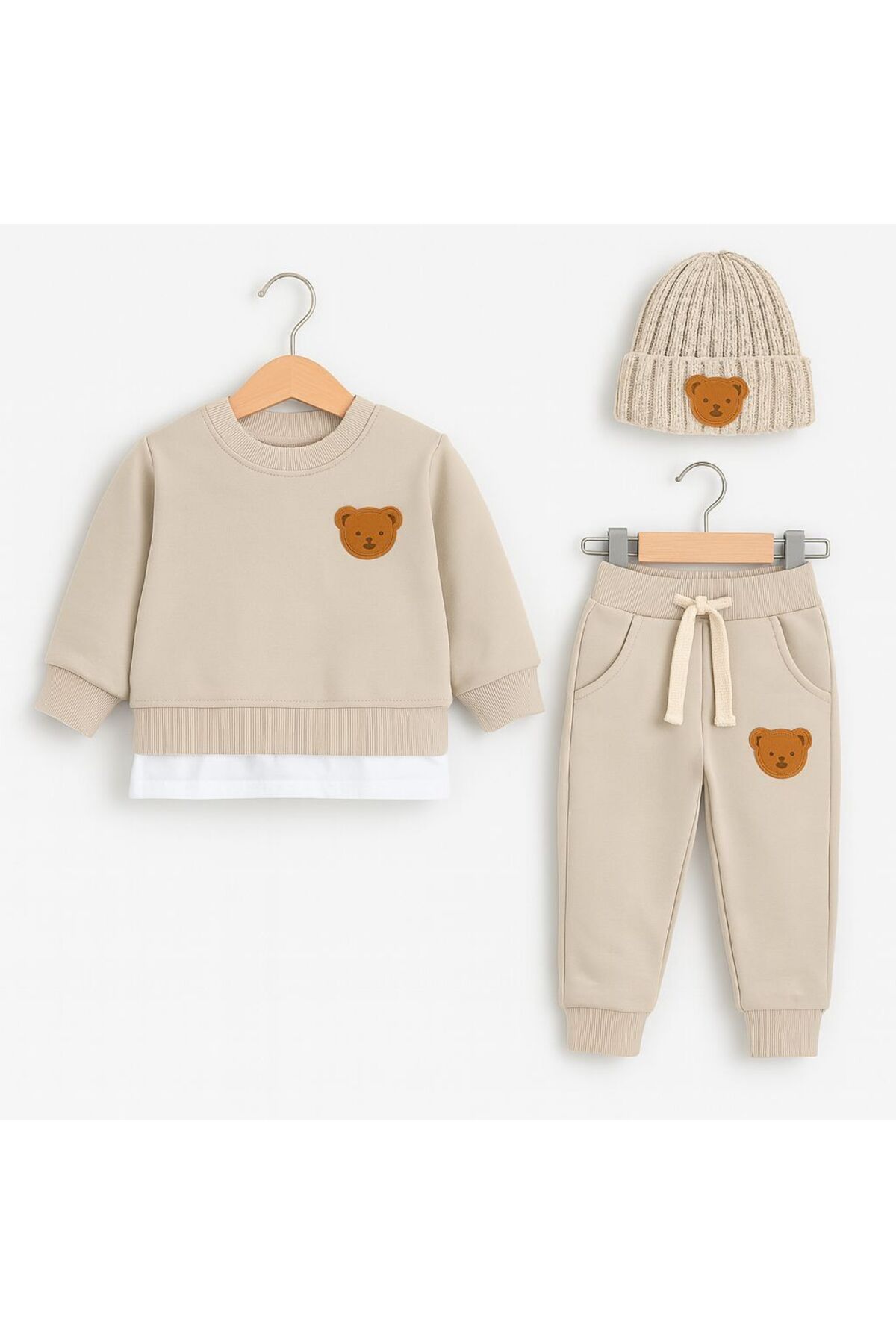 ŞAPKAKİDS TEDDY BEJ 3'LÜ EŞOFMAN TAKIMI fotoğrafı 3 (önizleme)