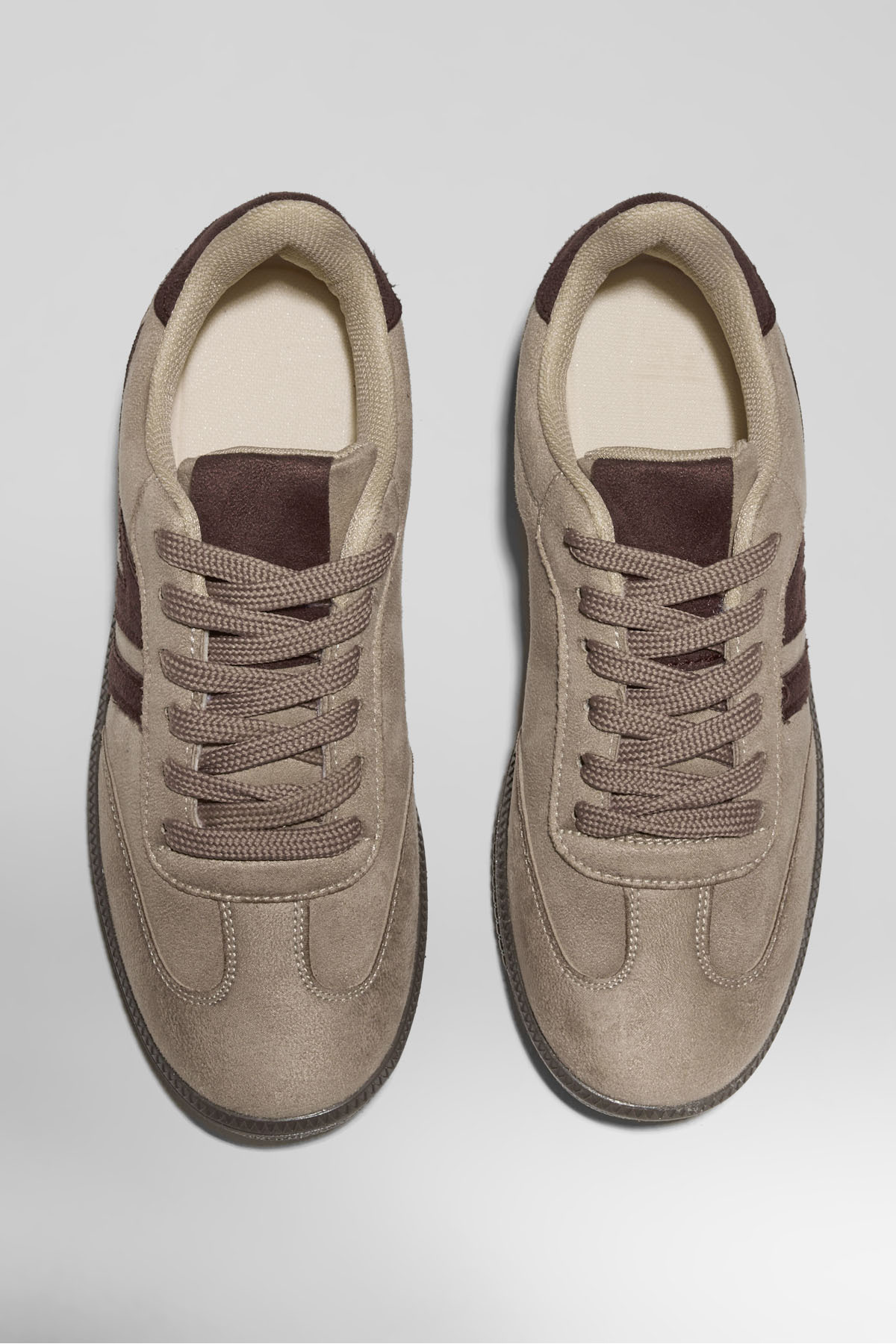 Tonny Black  Kadın Bej Kahve Termo Taban Yanı Şeritli Bağcıklı Günlük Rahat Spor Ayakkabı - Görsel 6