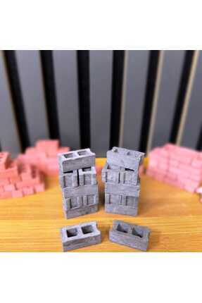 Budi Minyatür Briket Tuğla (50 Adet, 1/16 Ölçek, Gri)