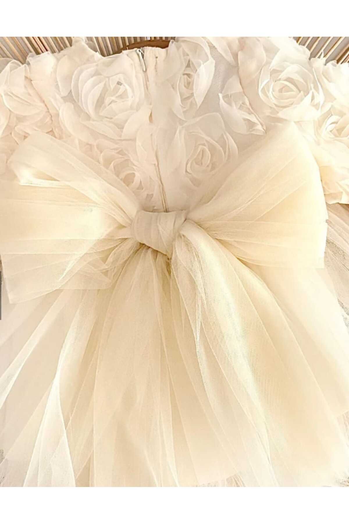 SweetMe -17/18 EKRU KIZ TÜTÜLÜ ELBİSE fotoğrafı 2 (önizleme)