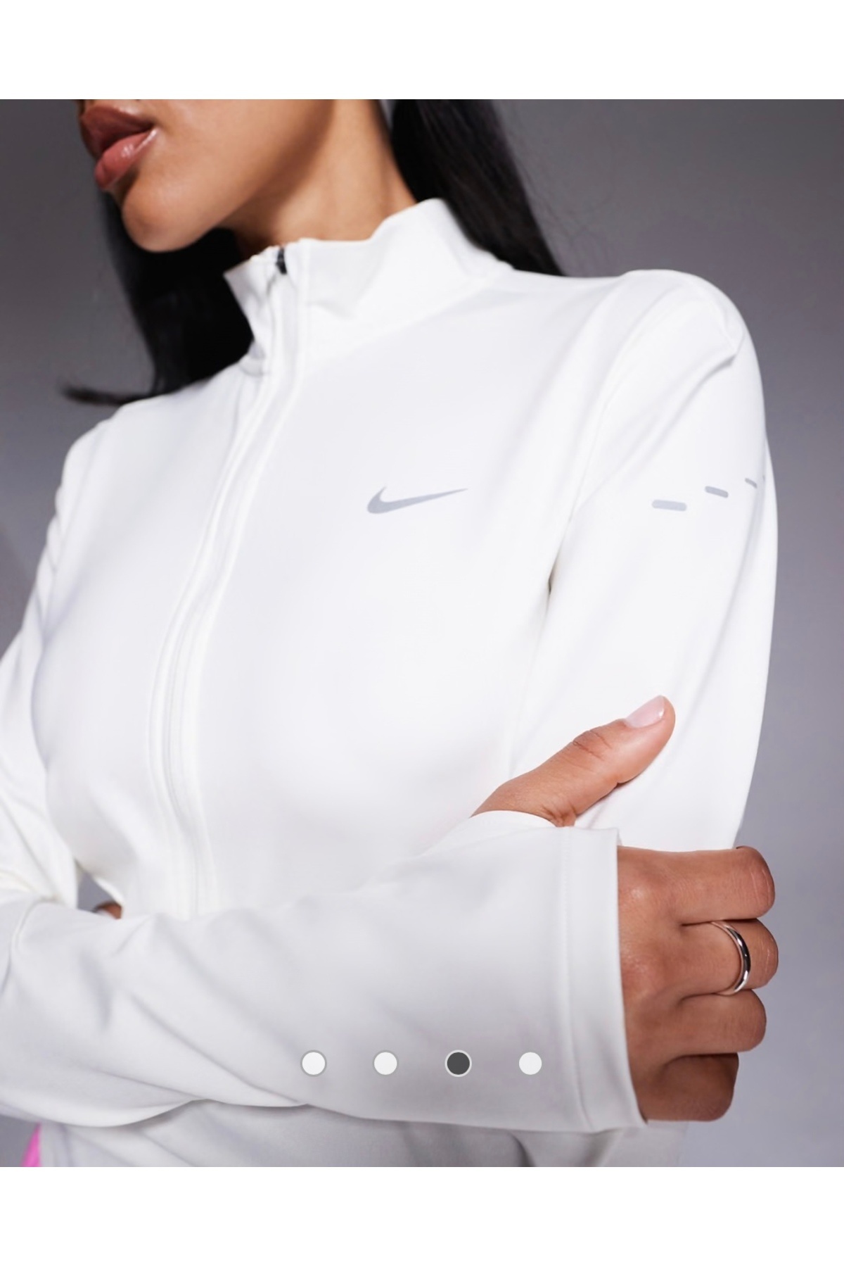 Nike Running Swift Dri-FIT fitted full zip top in white SPRINT SPORT görsel 3