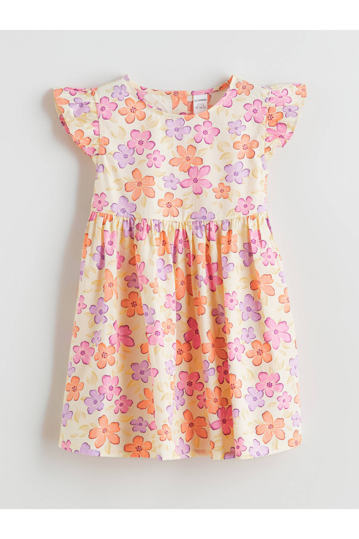 LC Waikiki Rochie florală de fete cu guler rotund.