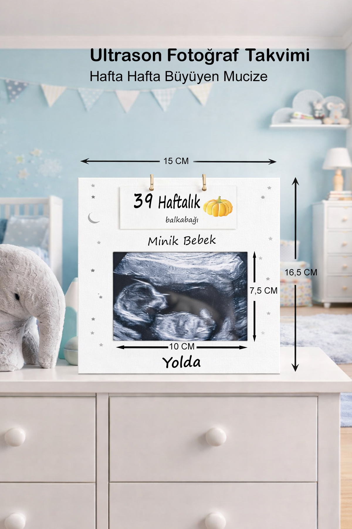 Moky Design Ultrason Fotoğraf Çerçevesi | Haftalık Hamilelik Kartları | Hediyelik Gebelik Takibi Anı Çerçevesi fotoğrafı 3 (önizleme)