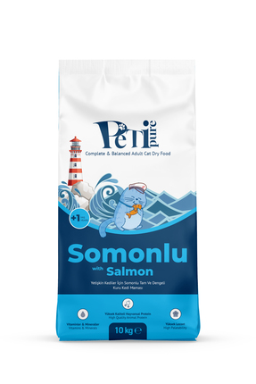 Petipure Somonlu Kuru Yetişkin Kedi Maması 10 Kg - Besleyici Vitamin İlaveli ...