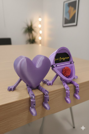 3designstreet 3D Baskı Sürpriz Kapaklı Kalpli Figür Seni Seviyorum Mesajlı He...