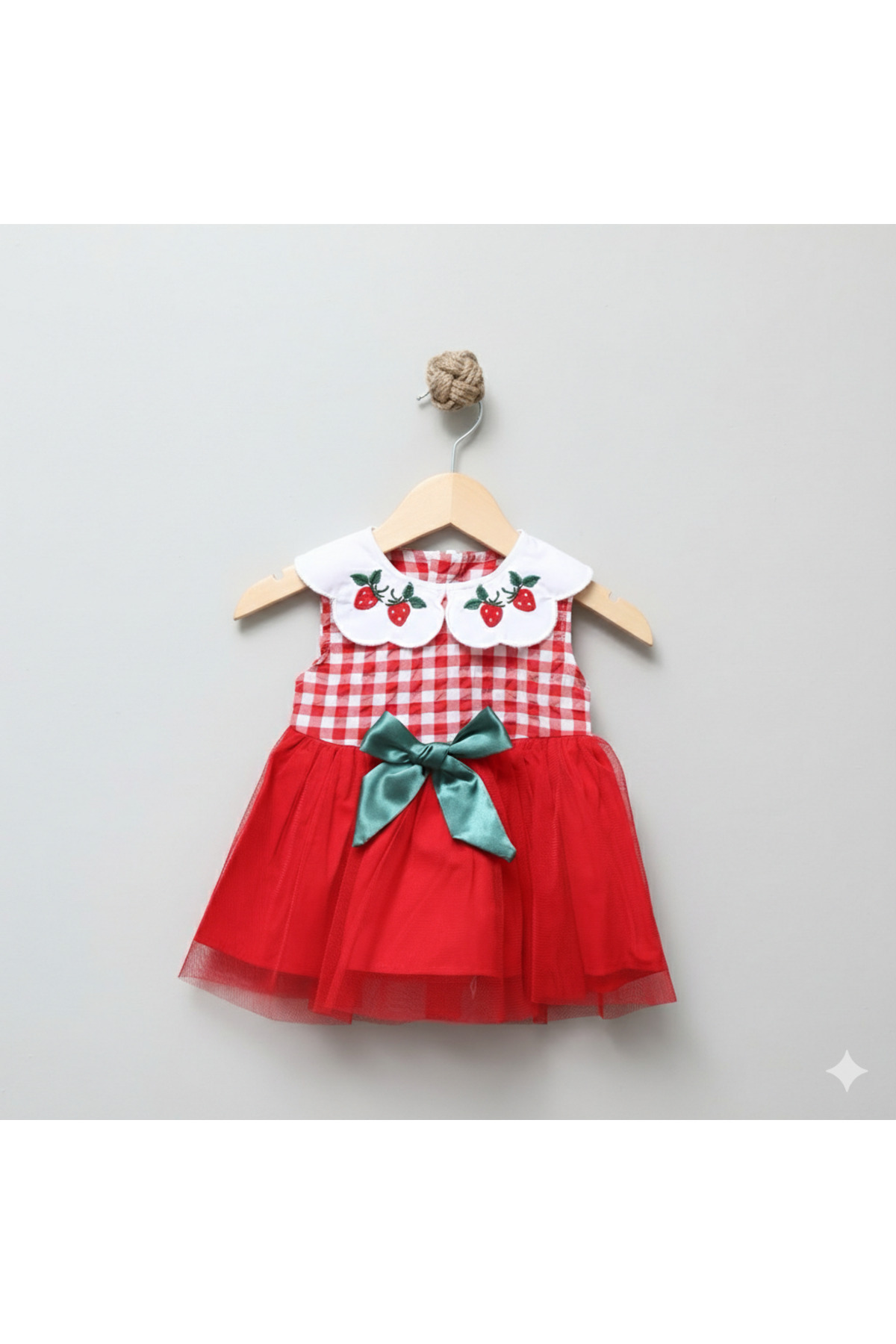 kokosh _ kidss burcu sapmaz Kız bebek çilek yakalı fıyonklu elbise fotoğrafı 2 (önizleme)