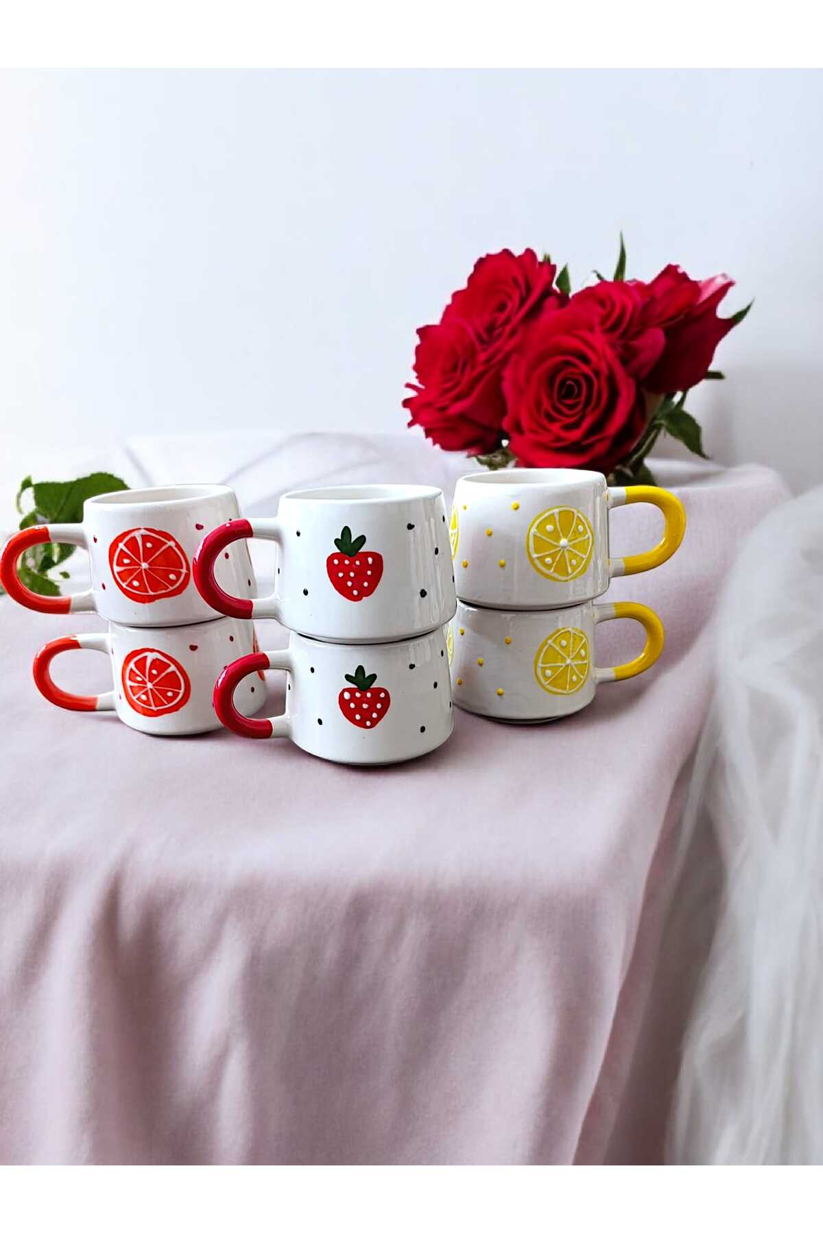 Orange Strawberry Lemon 6-Piece Set Ceramic Mug