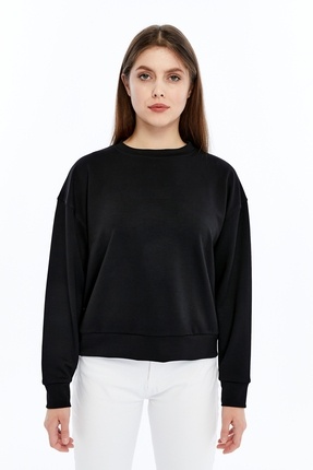 Maison La Femme Kadın Basic Bisiklet Yaka Uzun Kollu Sweatshirt