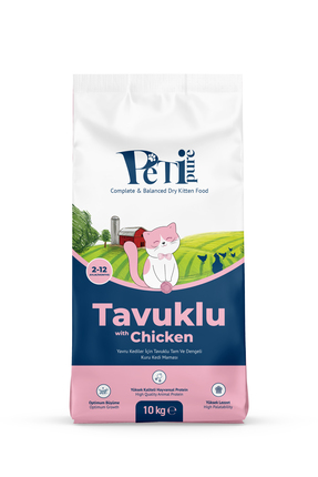 Petipure Tavuklu Kuru Yavru Kedi Maması 10 Kg - Besleyici Vitamin İlaveli Tam...