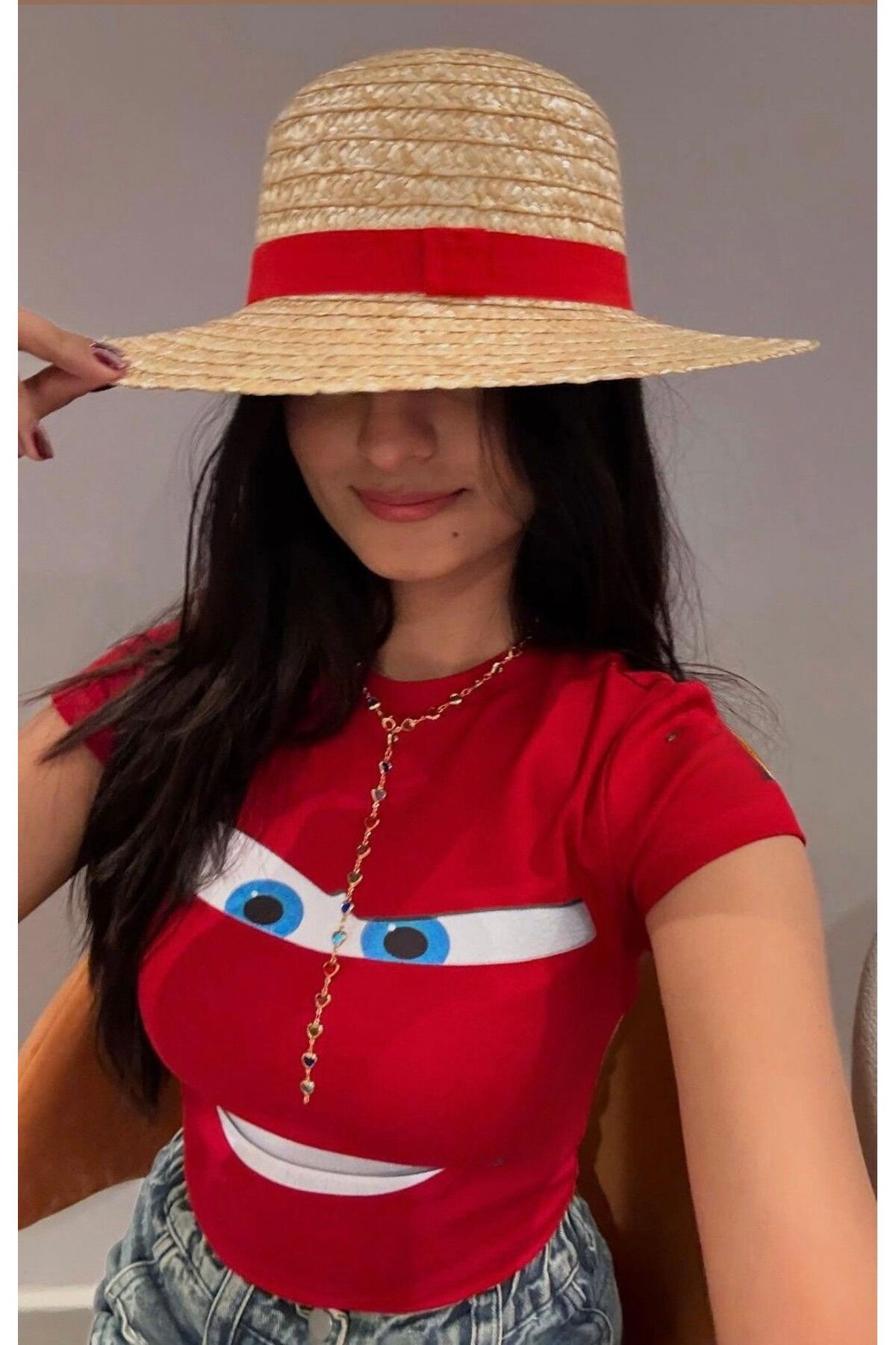 1blood  Kırmızı Cars Mcqueen Model Baskılı Crop Body - Görsel 4