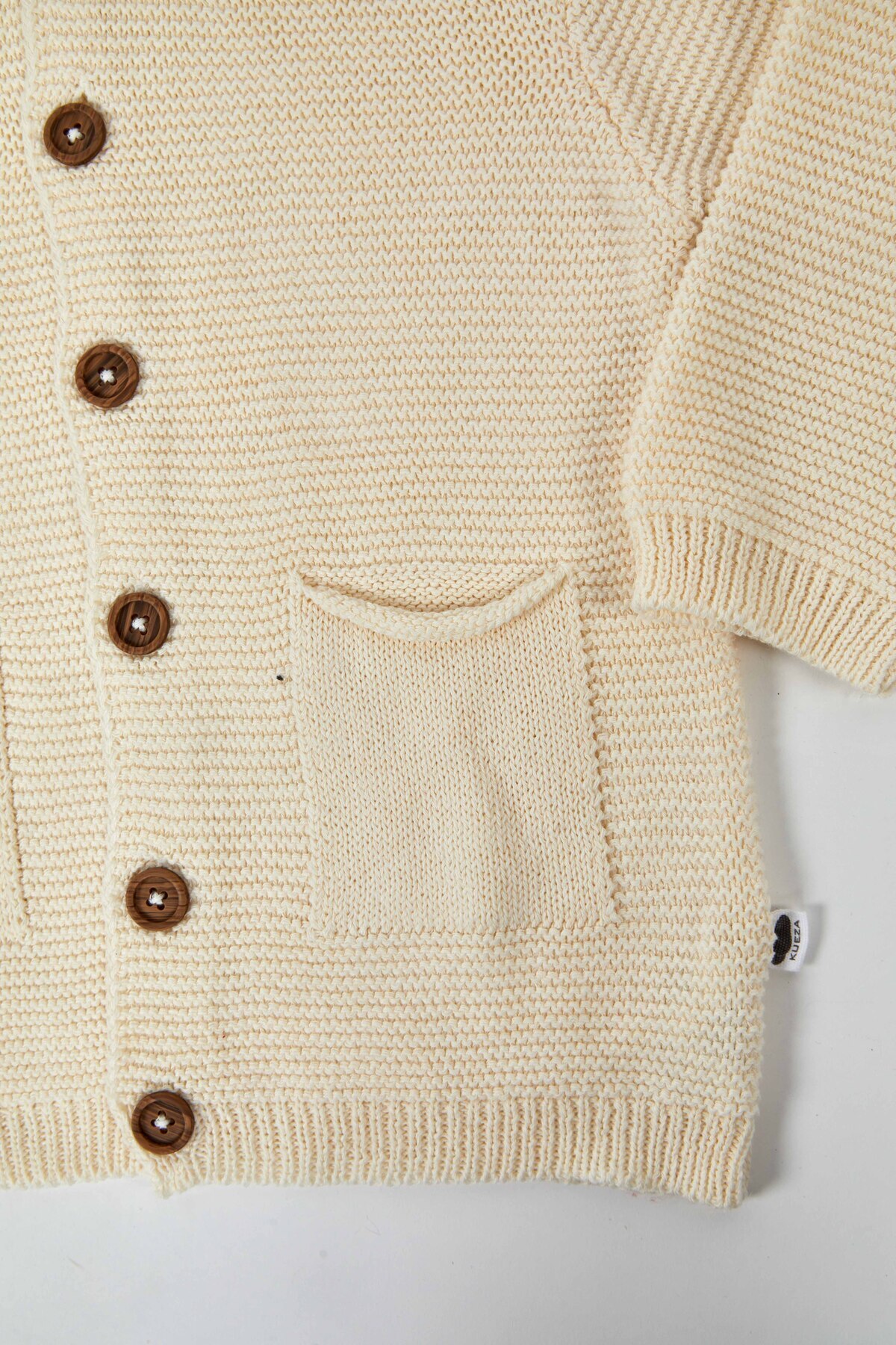 KUEZA KIDS Bebek & Çocuk Kapüşonlu Kulaklı Düğmeli Cepli Pamuklu Triko Hırka fotoğrafı 5 (önizleme)