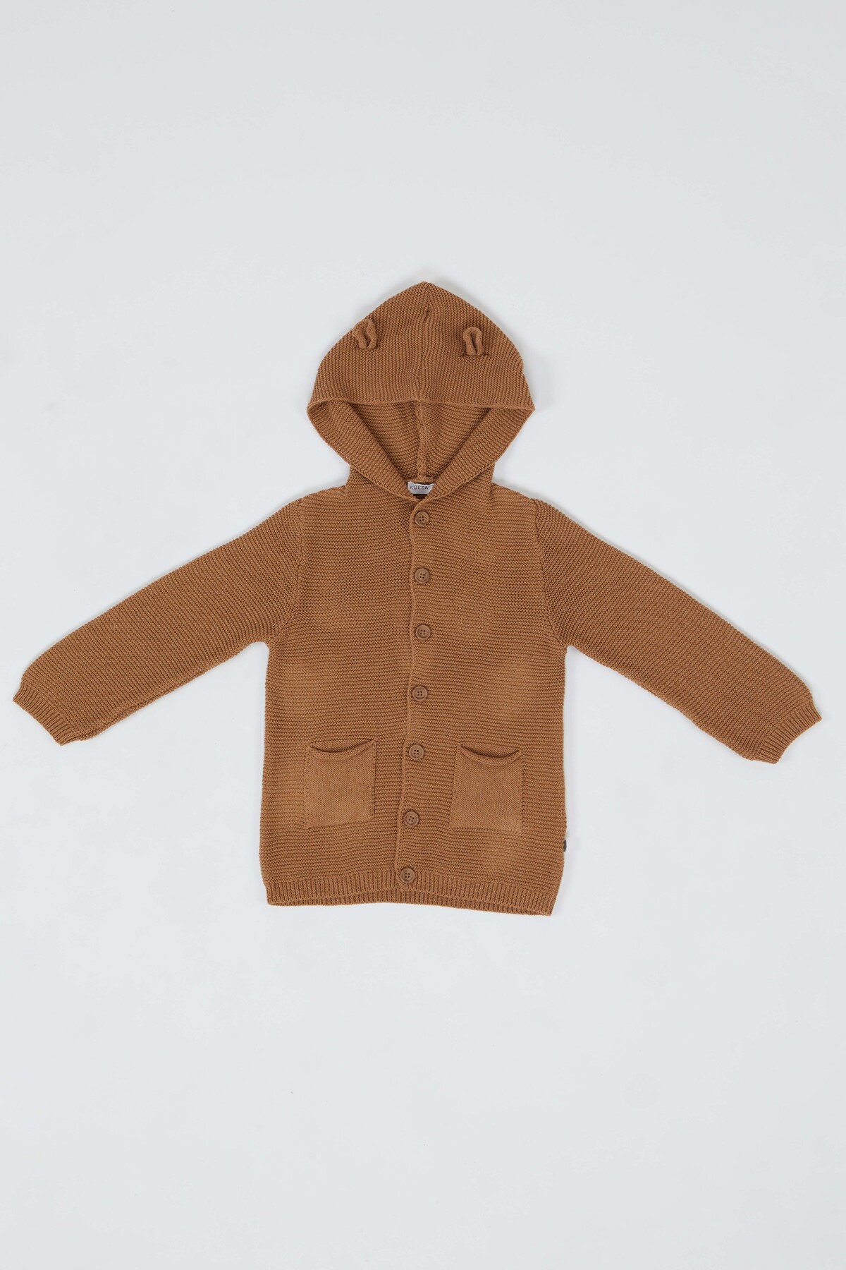 KUEZA KIDS Bebek & Çocuk Kapüşonlu Kulaklı Düğmeli Cepli Pamuklu Triko Hırka fotoğrafı 4 (önizleme)