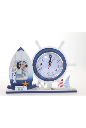 TTT Ahşap Marin Dümenli Çerçeveli Masa Saati 21x29 Cm – Deniz Temalı Dekorati...