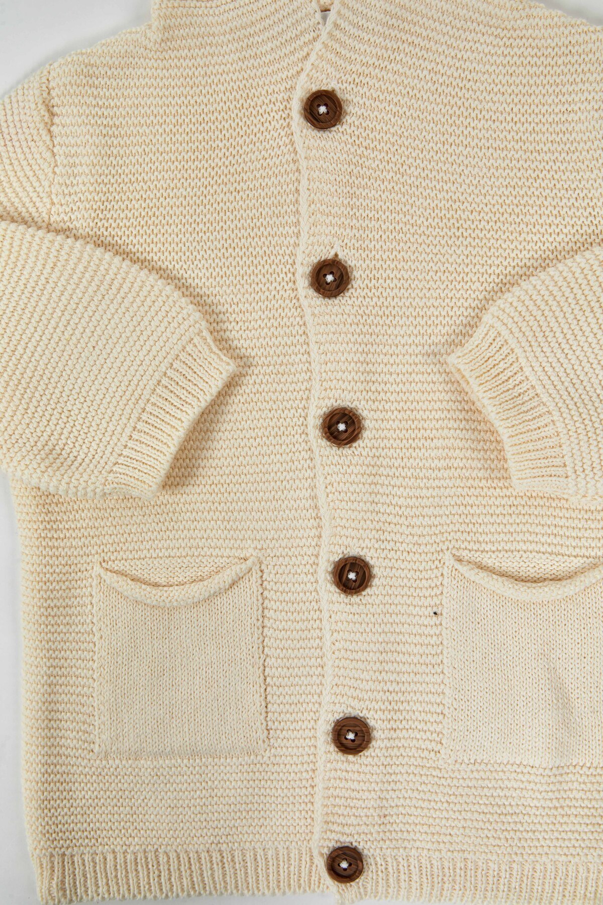 KUEZA KIDS Bebek & Çocuk Kapüşonlu Kulaklı Düğmeli Cepli Pamuklu Triko Hırka fotoğrafı 4 (önizleme)