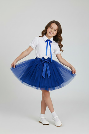 nacar çarşı Kız Çocuk Saks Fiyonklu Dantelli Gömlek Saks Tütü Etek Alt Üst 23...