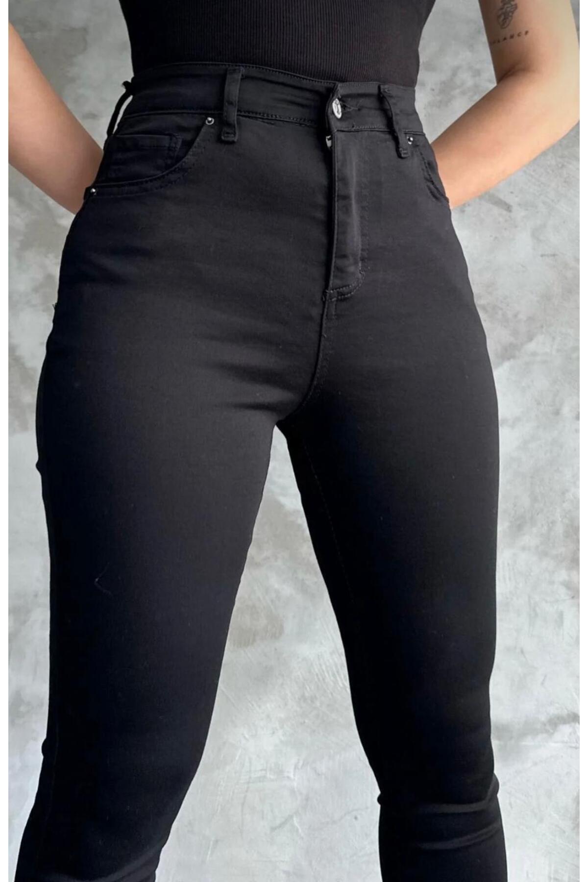 Genel Markalar  Siyah Skinny Jeans Dar Paça Likralı Kot Pantolon - Görsel 5