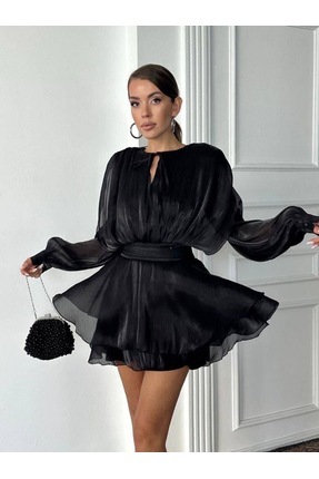 MODA Siyah Şifon Elbise