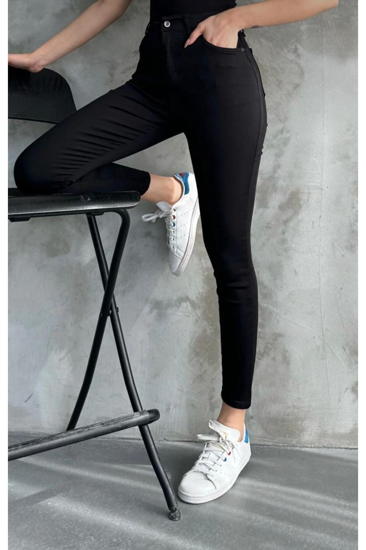 Genel Markalar  Siyah Skinny Jeans Dar Paça Likralı Kot Pantolon - Görsel 6