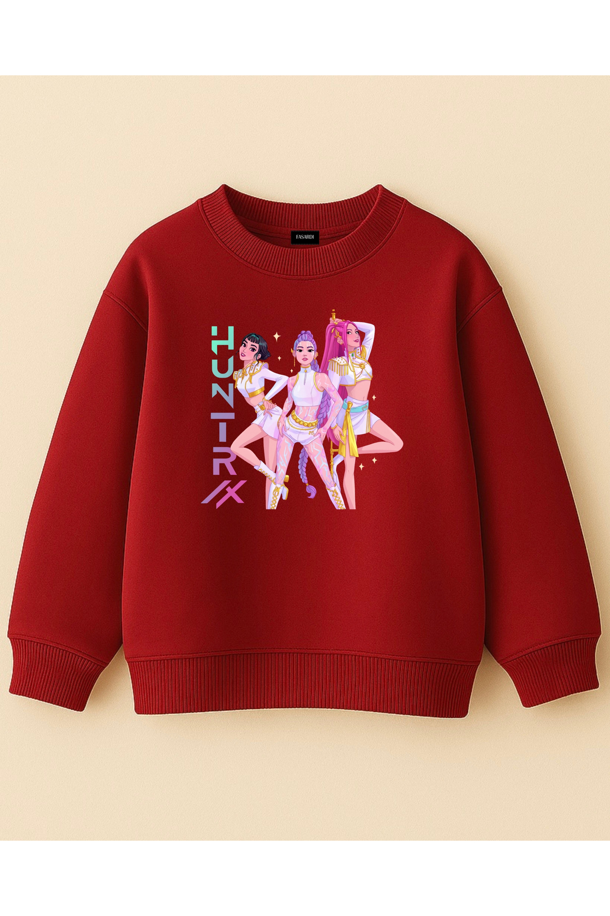 fasardi KPOP Demon Hunters Huntrix Zoey Rumi Mira Baskılı Oversize