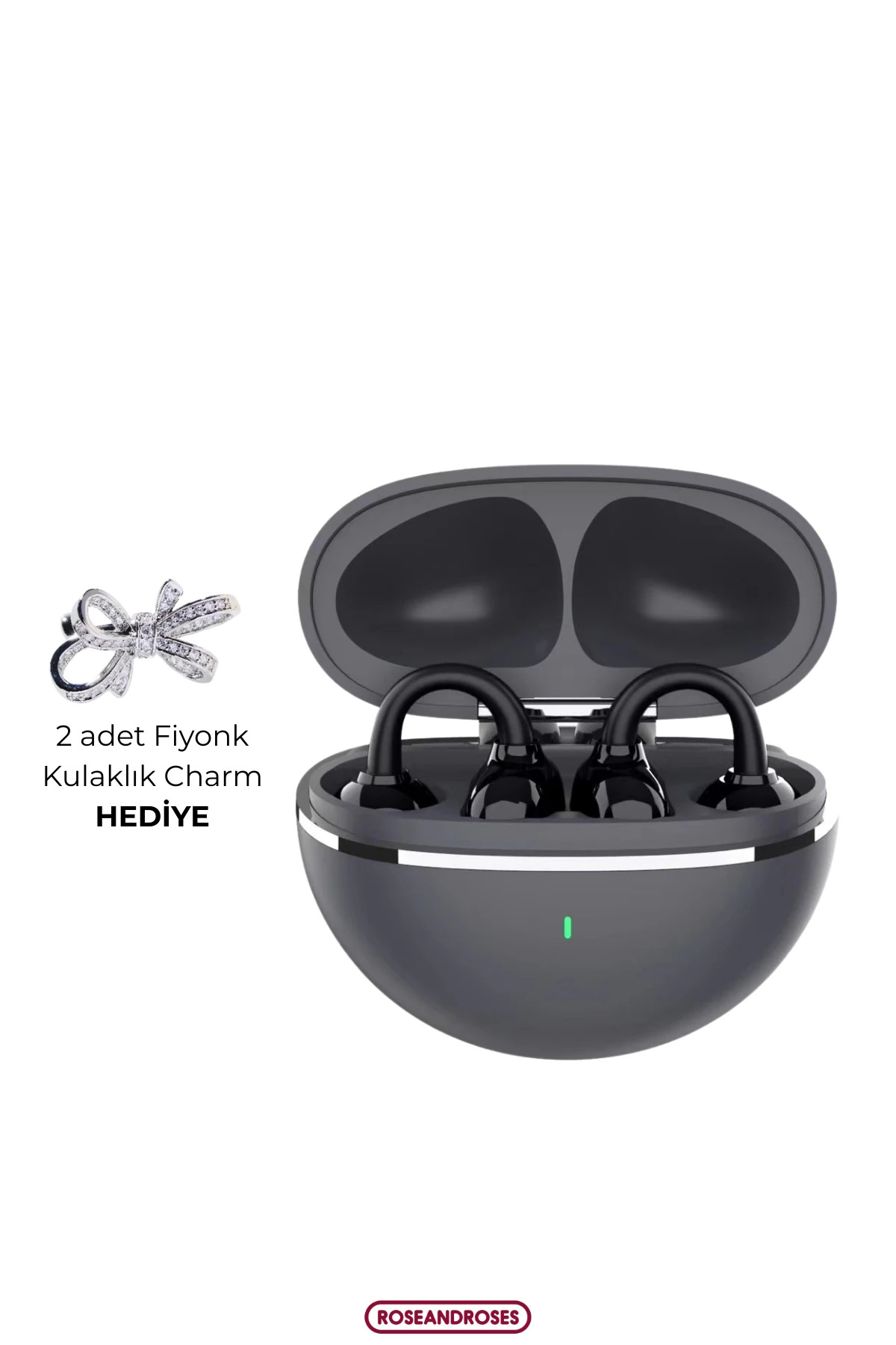 Fiyonk Charm Hediyeli Modern Klips Tasarımlı Kablosuz Kulaklık