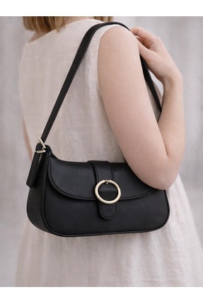 NEPTY CO KADIN SİYAH OMUZ ÇANTASI GOLD TOKALI GÜNLÜK KULLANIM